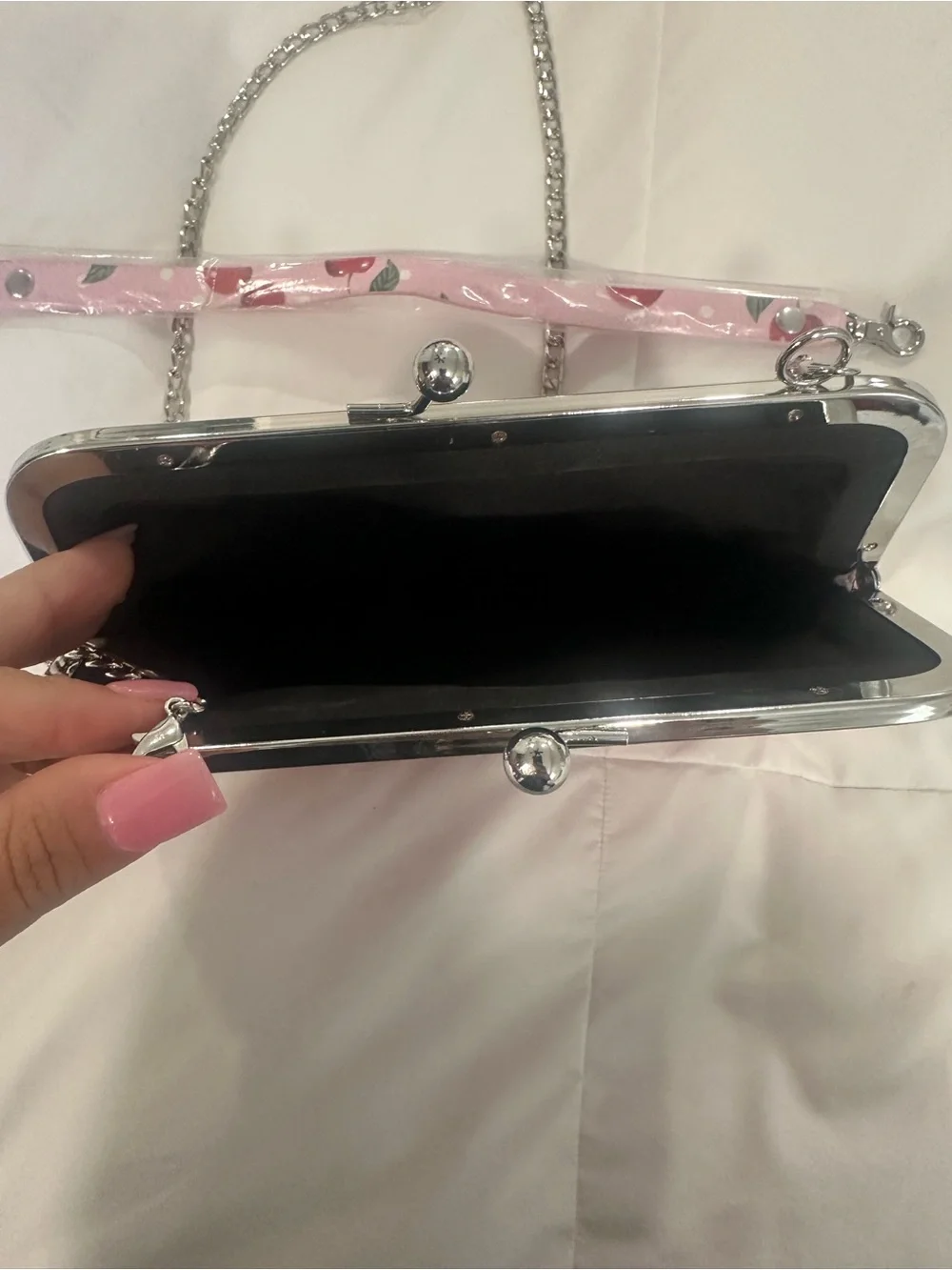 Cherry Print Pink Crossbody Bag - Unbranded
